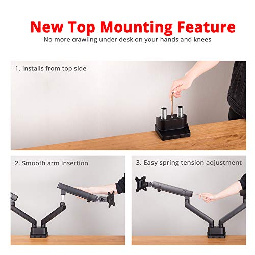 SIIG Aluminum Mechanical Dual Monitor Arm Mount - Height Adjustable Desk Mount for 17in to 32in Screens - 17.6lbs Each Arm - VESA 75x75mm 100x100mm, Black