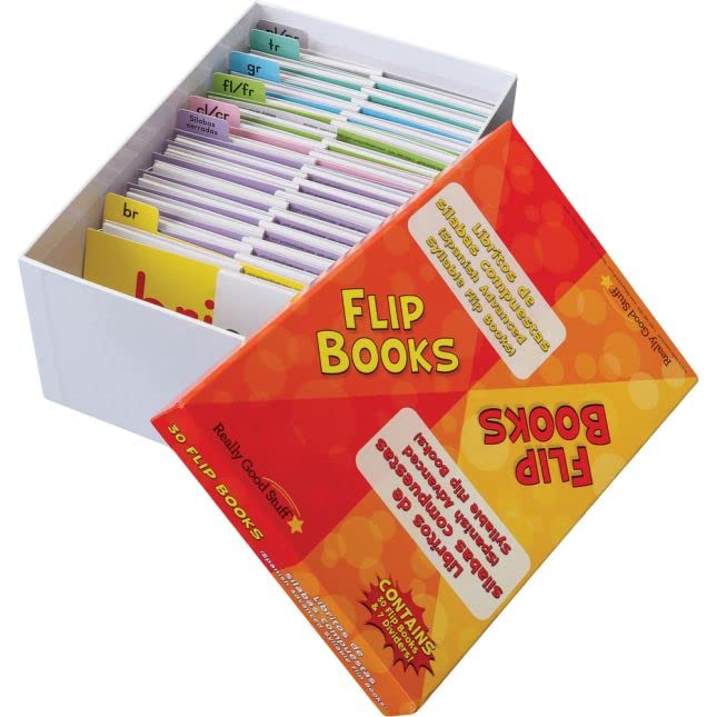 Really Good Stuff Libros de Sílabas Compuestas (Spanish Advanced Syllable Flip Books) - 30 Flip Books