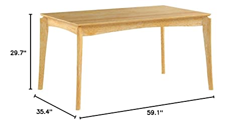 Christopher Knight Home Alma Dining Table, 6-Seater, Rubberwood with Walnut Veneer, Mid-Century, Natural Oak Finish