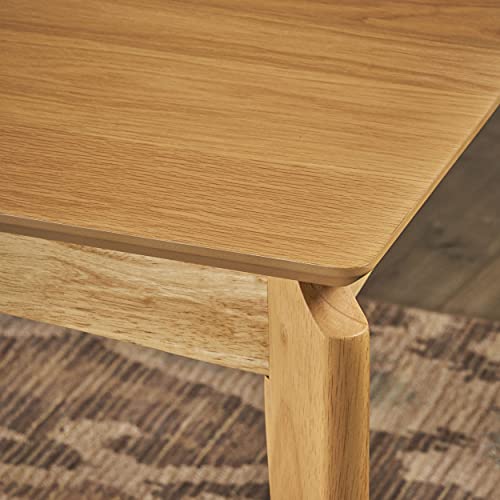 Christopher Knight Home Alma Dining Table, 6-Seater, Rubberwood with Walnut Veneer, Mid-Century, Natural Oak Finish