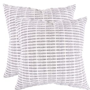 kaf home pleated please pillow cover 20 x 20-inch 100-percent cotton | set of 2 pillow covers (gray, 20 x 20)