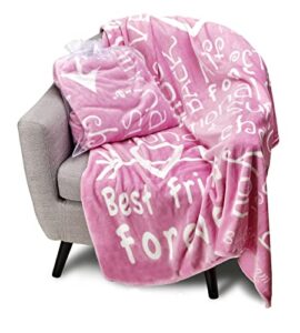 i love you throw blanket, blanket with love for best friends, couples, and family, perfect heartfelt gift for loved ones (pink) - blankiegram