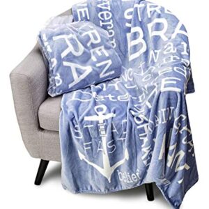 BlankieGram “Bravery” Throw Blanket – Gift Ideas and Gifts for Women and Men Make Great Comfort Gifts, Blue