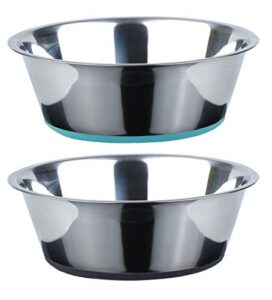 peggy11 deep stainless steel anti-slip dog bowls, set of 2, each holds up to 3 cups