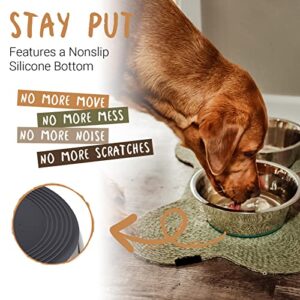 PEGGY11 Deep Stainless Steel Anti-Slip Dog Bowls, Set of 2, Each Holds Up to 3 Cups