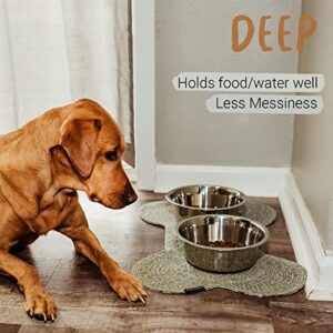 PEGGY11 Deep Stainless Steel Anti-Slip Dog Bowls, Set of 2, Each Holds Up to 3 Cups