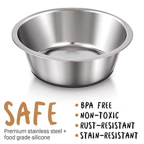 PEGGY11 Deep Stainless Steel Anti-Slip Dog Bowls, Set of 2, Each Holds Up to 3 Cups