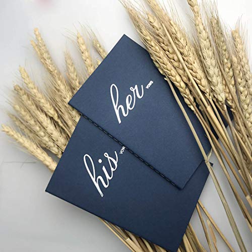 FOONEA Navy Blue Wedding Vow Book His and Her Set of 2 Bridal Shower Gifts Booklet Journal Wedding Vows Booklet