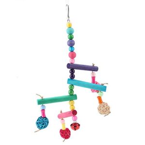 bird toys natural wooden parrot hanging swing toy suitable for medium and small parrots & birds