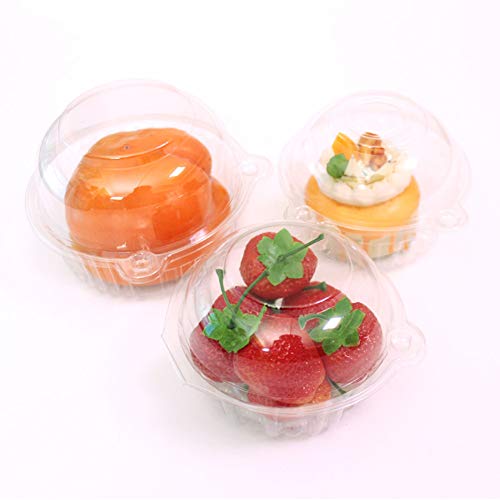 Set of 100 Clear Plastic Single Individual Cupcake Boxes,Muffin Dome Holders Cases Boxes Cups Pods,Clamshell Container Cupcake Holders,Great for Parties or Cake/Muffin Sales…