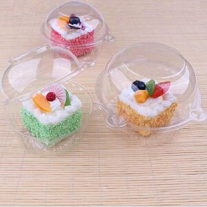 Set of 100 Clear Plastic Single Individual Cupcake Boxes,Muffin Dome Holders Cases Boxes Cups Pods,Clamshell Container Cupcake Holders,Great for Parties or Cake/Muffin Sales…