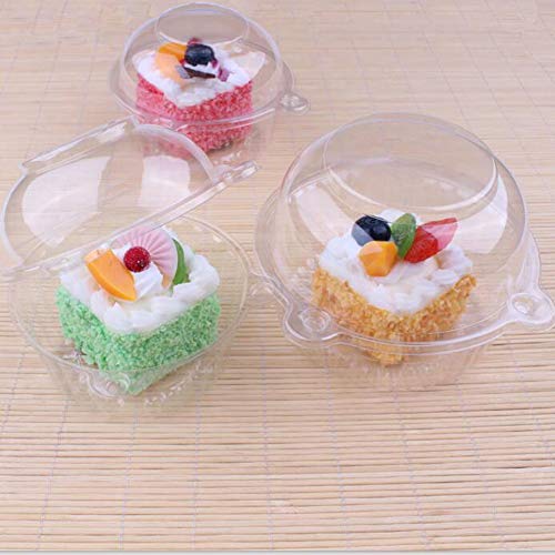 Set of 100 Clear Plastic Single Individual Cupcake Boxes,Muffin Dome Holders Cases Boxes Cups Pods,Clamshell Container Cupcake Holders,Great for Parties or Cake/Muffin Sales…