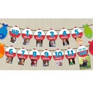 Fishing Milestone Banner Children From Birth to One Year Old Record Photo Banner Set of 1