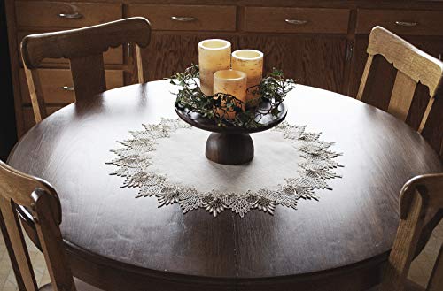 Linens, Art and Things Lace Doily Neutral Earth Tones Table Topper Scarf Place Mat Round Doily (23 Inch Round)