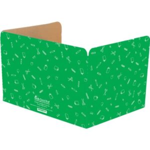 really good stuff large privacy shields for student desks – set of 12 - matte - study carrel reduces distractions - keep eyes from wandering during tests, green with school supplies pattern