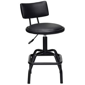 costway adjustable height bar stool, 360 degree swivel, modern guitar stool for high ergonomic seating, with pu leather cushion, heavy duty steel frame for bar, shop and music, garage, black