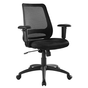 modway forge mesh adjustable swivel computer desk office chair in black