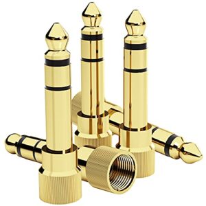 bestune 5pcs gold plated stereo phone screw-on adapter 6.35mm (1/4 inch) male to 3.5mm (1/8 inch) female audio adapter