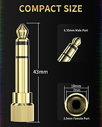 bestune 5Pcs Gold Plated Stereo Phone Screw-On Adapter 6.35mm (1/4 Inch) Male to 3.5mm (1/8 Inch) Female Audio Adapter