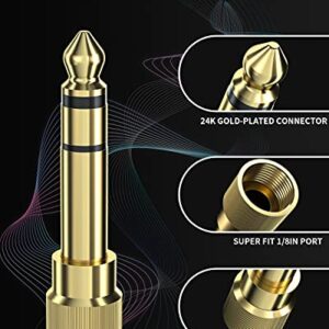 bestune 5Pcs Gold Plated Stereo Phone Screw-On Adapter 6.35mm (1/4 Inch) Male to 3.5mm (1/8 Inch) Female Audio Adapter