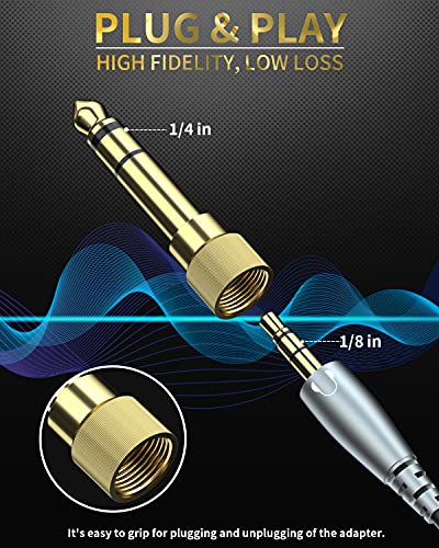 bestune 5Pcs Gold Plated Stereo Phone Screw-On Adapter 6.35mm (1/4 Inch) Male to 3.5mm (1/8 Inch) Female Audio Adapter