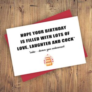 Funny Birthday Card For Girlfriend Wife, Birthday Card For Female Friend Sister BFF Bestie Confidant, Cock Or Cake