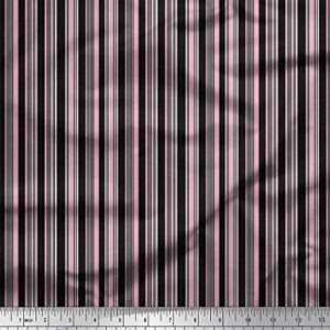 Soimoi Black Cotton Canvas Fabric Vertical Stripe Printed Craft Fabric by The Yard 42 Inch Wide