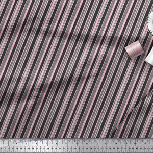 Soimoi Black Cotton Canvas Fabric Vertical Stripe Printed Craft Fabric by The Yard 42 Inch Wide