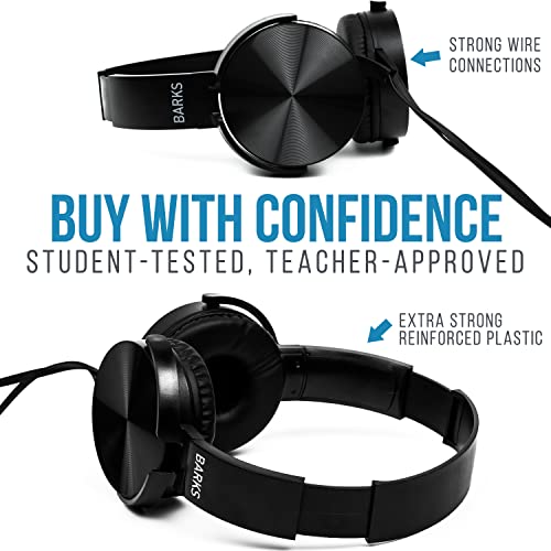 Bulk Classroom Headphones (10 Pack) - On-Ear Premium Student Bulk Headphones: Perfect for Kids, K-12 Classrooms, Schools & Class Sets (Great Value, Durable, Noise Reducing, Comfortable, Easy-to-Clean)