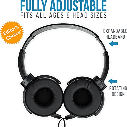 Bulk Classroom Headphones (10 Pack) - On-Ear Premium Student Bulk Headphones: Perfect for Kids, K-12 Classrooms, Schools & Class Sets (Great Value, Durable, Noise Reducing, Comfortable, Easy-to-Clean)