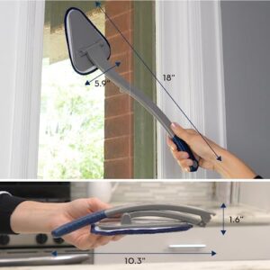 S&T INC. Car Window Windshield Cleaning Tool for Home and Auto Glass and Mirrors, Includes Collapsible Handle and 3 Reusable Microfiber Terry Pads