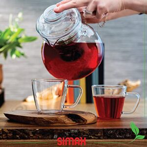 Simax Glass Teapot For Stovetop: Glass Tea Kettle For Stove Top - Tea Pots For Stove Top - Stovetop & Microwave Safe Kettles For Boiling Water - Clear Glass Tea Pot With Spout -1 Quart/4 Cup Teapots