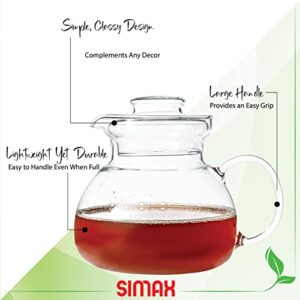 Simax Glass Teapot For Stovetop: Glass Tea Kettle For Stove Top - Tea Pots For Stove Top - Stovetop & Microwave Safe Kettles For Boiling Water - Clear Glass Tea Pot With Spout -1 Quart/4 Cup Teapots