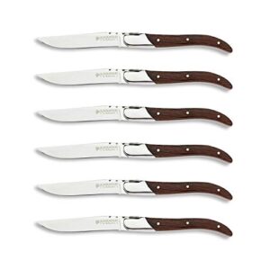 steak knives set of 6, hailingshan stainless steel straight blade premium gift boxed dishwasher safe polished sharp table dinner cutlery flatware laguiole steak knives 22cm 6 pieces-wenge wood handle