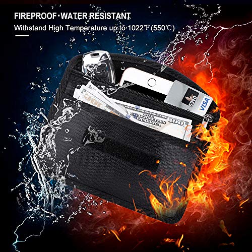 Fireproof Faraday Bag with Zipper Anti-Tracking GPS RFID Car Key Signal Blocker Wallet Shielding Pouch Protective Case for Cell Phone Privacy and Car Key FOB