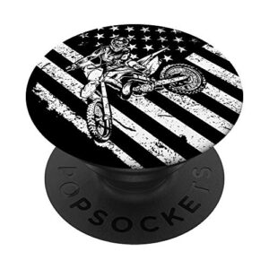 dirt bike motorcycle motocross braap us flag gift popsockets popgrip: swappable grip for phones & tablets