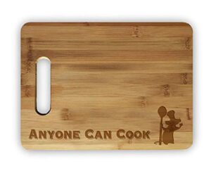 hat shark "anyone can cook" funny laser engraved bamboo cutting board - wedding, housewarming, anniversary, birthday (12.75 x 9.25)