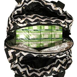 Nicole Miller of New York Insulated Waterproof Lunch Box Cooler Bag - 11" Lunch Tote (Black/White Chevron Heart)