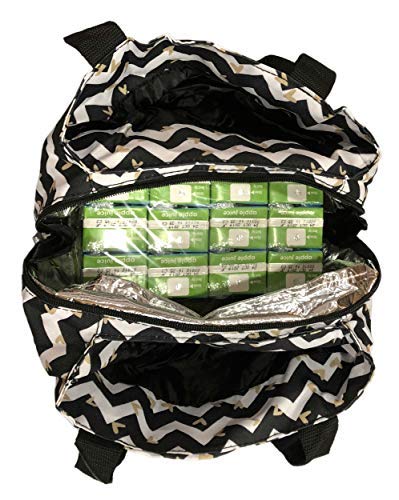 Nicole Miller of New York Insulated Waterproof Lunch Box Cooler Bag - 11" Lunch Tote (Black/White Chevron Heart)