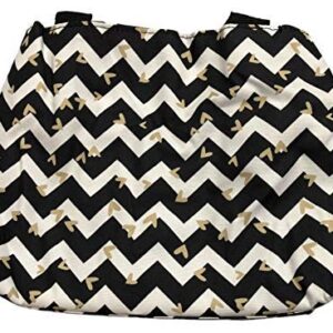 Nicole Miller of New York Insulated Waterproof Lunch Box Cooler Bag - 11" Lunch Tote (Black/White Chevron Heart)