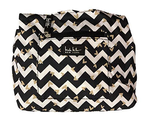 Nicole Miller of New York Insulated Waterproof Lunch Box Cooler Bag - 11" Lunch Tote (Black/White Chevron Heart)