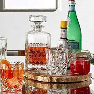 Marquis by Waterford Markham Square Personalized Crystal Whiskey Decanter Set with Pair of 11 Ounce DOF Glasses, Custom Engraved Whiskey Decanter with Glasses for Scotch, Bourbon, Rye