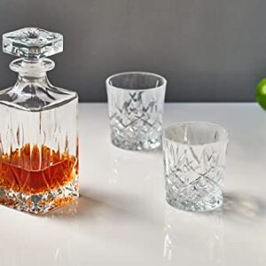 Marquis by Waterford Markham Square Personalized Crystal Whiskey Decanter Set with Pair of 11 Ounce DOF Glasses, Custom Engraved Whiskey Decanter with Glasses for Scotch, Bourbon, Rye