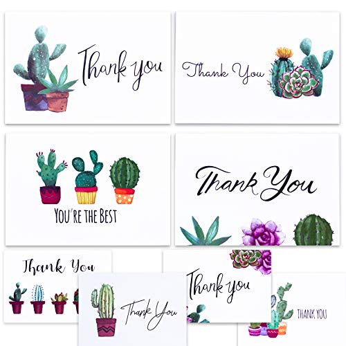 Cactus Thank You Cards with Envelopes for Thank You Notes! Bulk Set of 48 Blank Gift Cards with Envelopes for Baby Shower Note Cards, Watercolor Wedding Thank You Cards and Bridal Shower Thankyou Card