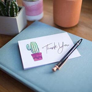 Cactus Thank You Cards with Envelopes for Thank You Notes! Bulk Set of 48 Blank Gift Cards with Envelopes for Baby Shower Note Cards, Watercolor Wedding Thank You Cards and Bridal Shower Thankyou Card