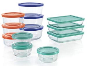 pyrex 1136614 imply store glass food storage container set with lid, 24 piece