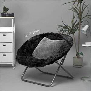 Urban Shop Oversized Mongolian Faux Fur Saucer Chair, Black