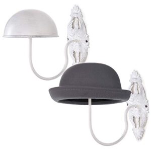 mygift vintage black metal wall mounted hat holder rack for wig, cap, fedora, helmets, set of 2
