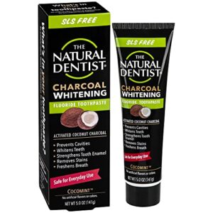 the natural dentist charcoal whitening fluoride toothpaste, cocomint flavor, 5 ounce tube