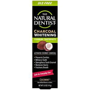 The Natural Dentist Charcoal Whitening Fluoride Toothpaste, Cocomint Flavor, 5 Ounce Tube
